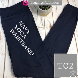 TC2 Extra Plus Solid Navy Yoga Waistband Leggings